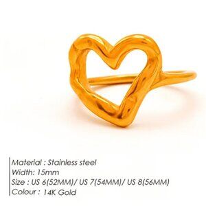 Openwork Heart Ring 316 Stainless Steel Geometric Ring Punk Style‎